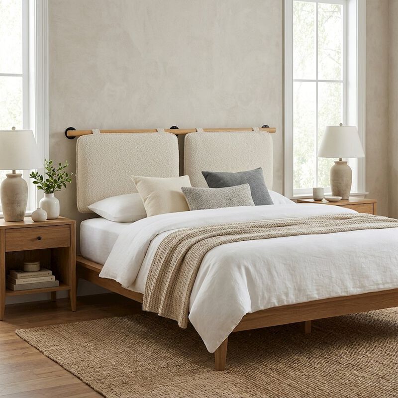 Chenille Upholstered King Size Wall-Mounted Headboard with Soft Padding image number 3