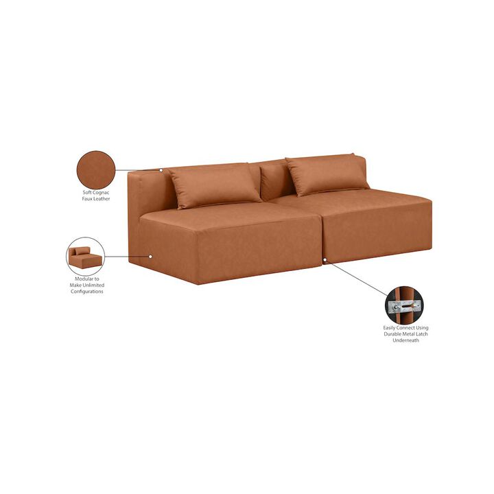 Meridian Furniture Cube Cognac Vegan Leather Modular Sofa
