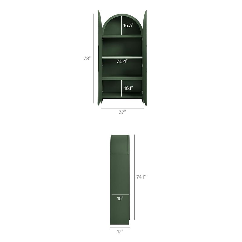 Dahlia 78 Inch Fluted and Scalloped Arched Storage Cabinet image number 3