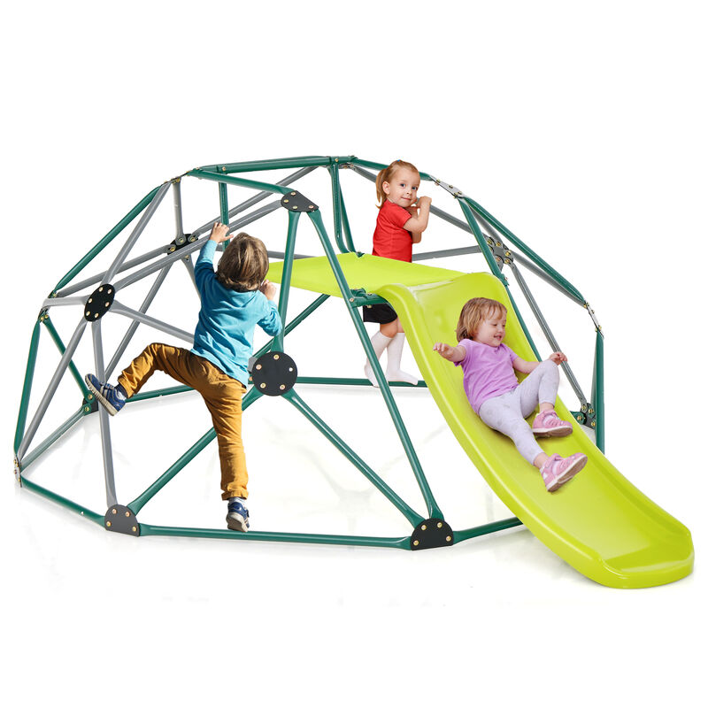 Kids Climbing Dome with Slide and Fabric Cushion for Garden Yard