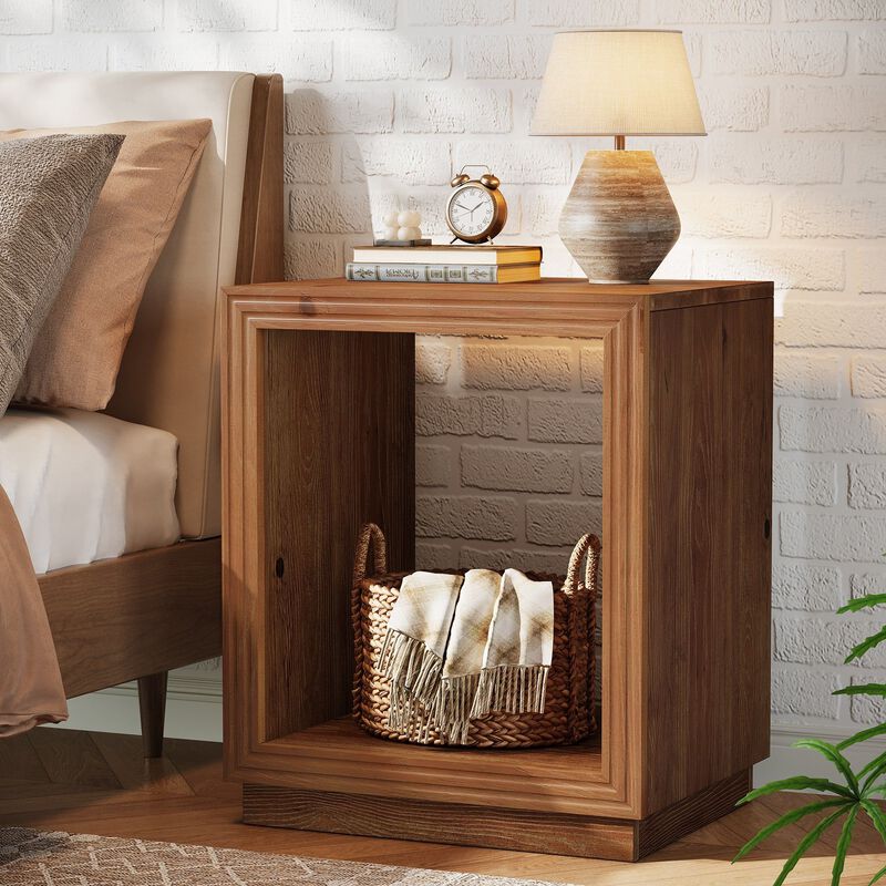 Solid Wood 2-Tier Rustic End Table for Living Room & Small Spaces image number 3