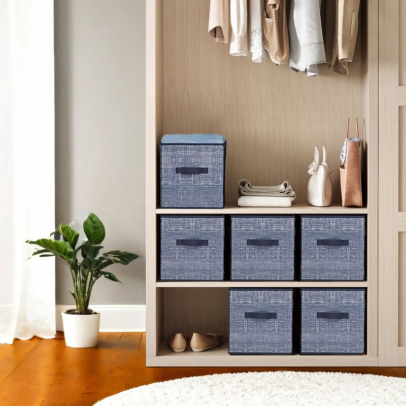 Non-woven fabric storage cubes with handles for closet shelves image number 3