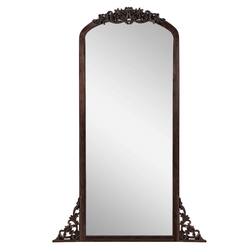 HomeRoots 67" Brown Solid Wood Framed Full Length Mirror image number 2