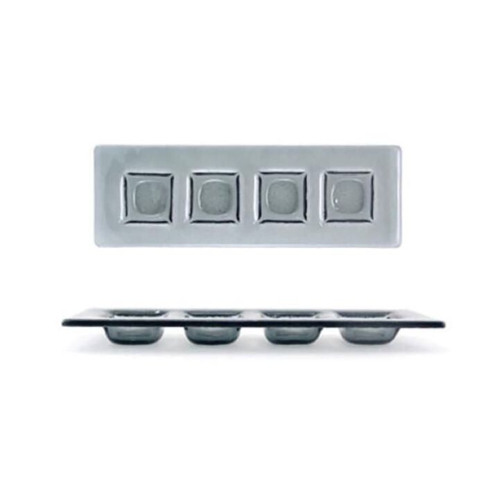 Glass Dinnerware 11.75" x 4" Rectangular Charcoal Glass Sectional Plate (Set of 2)