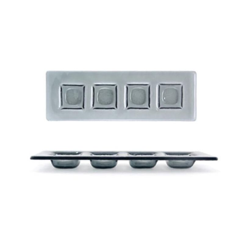 Glass Dinnerware 11.75" x 4" Rectangular Charcoal Glass Sectional Plate (Set of 2)