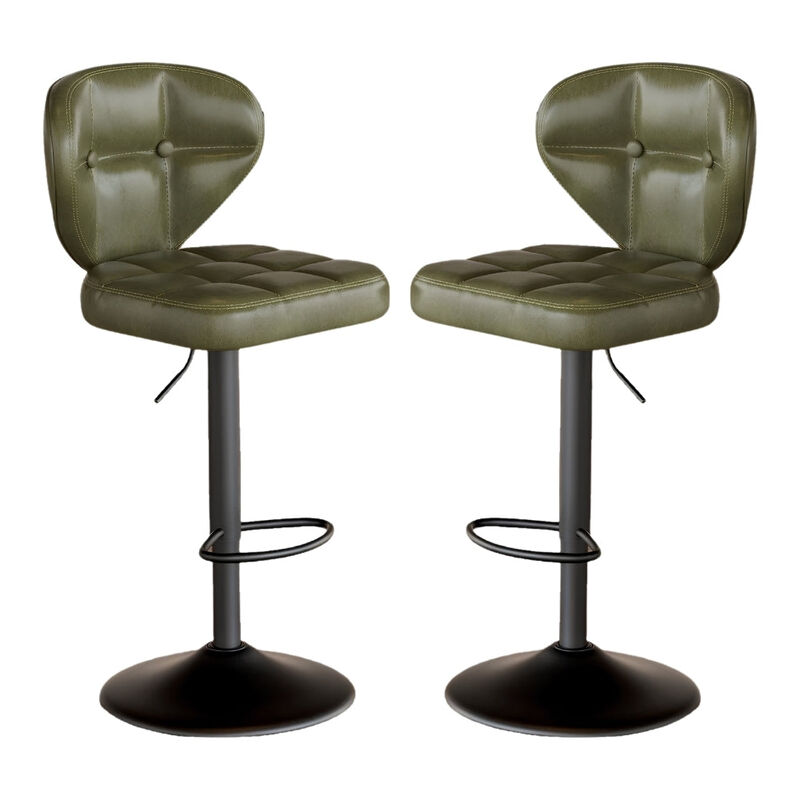 PU Leather Swivel Bar Stools Set of 2, Modern Hydraulic Adjustable Counter Height Stools, Steady Water Resistant Iron Frame 360&deg; Kitchen Island Chairs image number 0