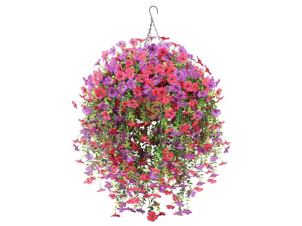 2 Bundle Artificial Hanging Flowers UV Resistant Outdoor Garden Porch Decor