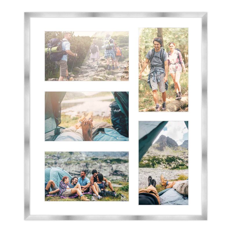 12x14 Wood Collage Frame with a White Mat for 4x6 Pictures