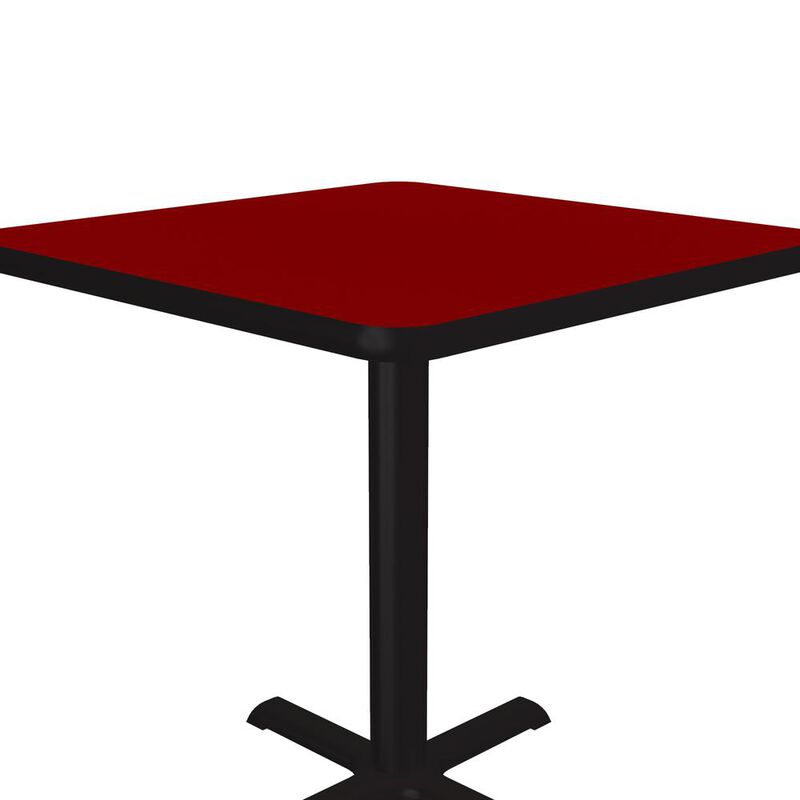 Correll Table Height Deluxe High-Pressure Café and Breakroom Table 30x30, SQUARE RED BLACK