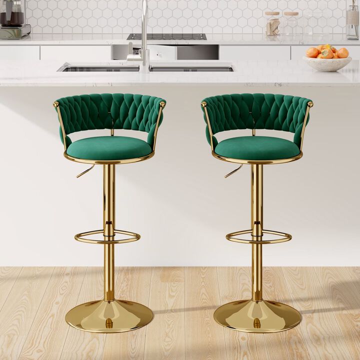 Leather Swivel Bar Stools Set of 2, Steady Adjustable Counter Height Stools with Back, Iron Frame 360&deg; Kitchen Island Chairs for Commercial Use, Workshop
