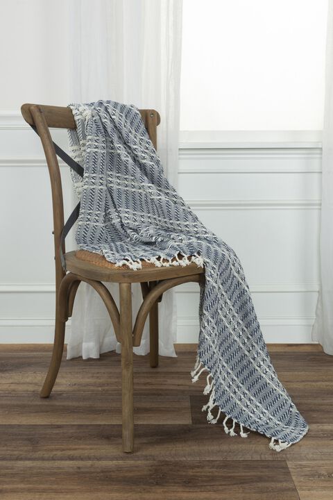 Blue/Natural 50" x 60" Throw Blanket