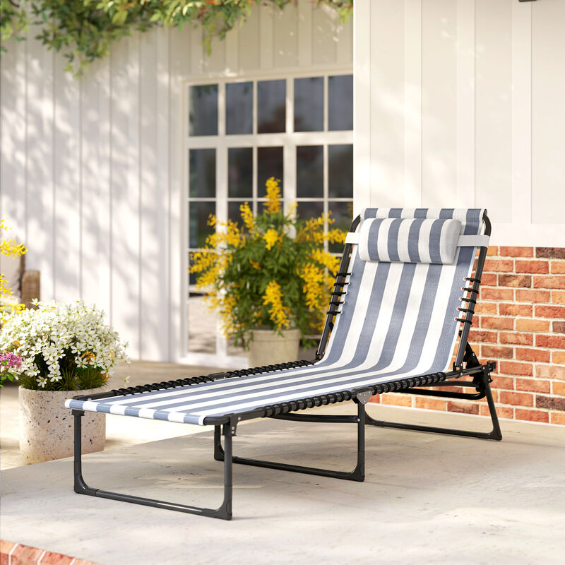 Hivvago Adjustable Poolside Chaise Lounge with Pillow image number 7