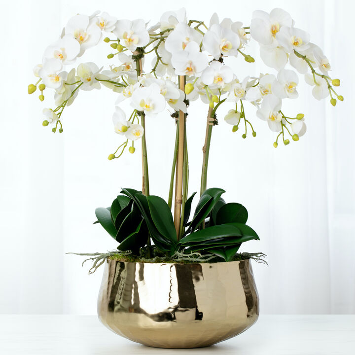 Faux Orchid Arrangement With White Orchids- 26"