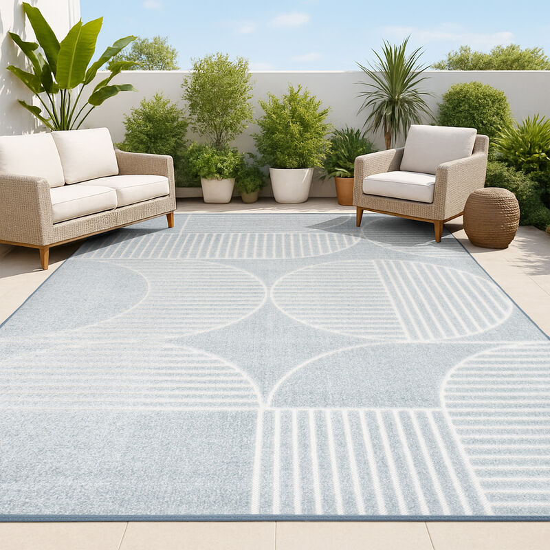 Nordby Geometric Arch Scandi Striped Area Rug