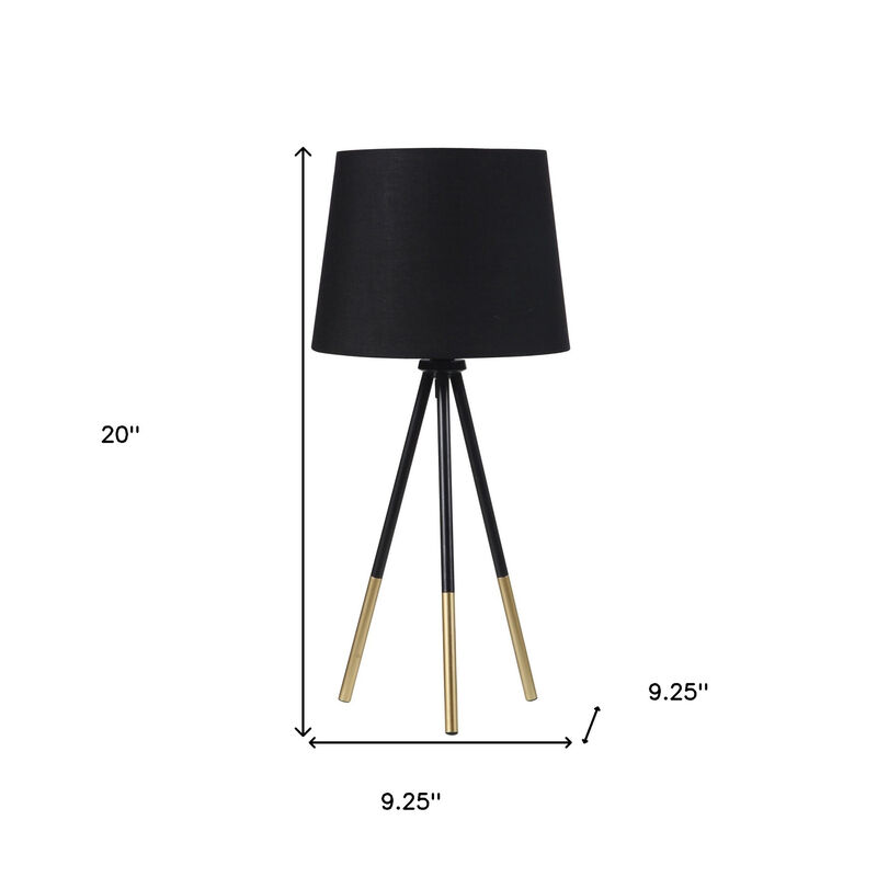 Hivvago 20" Gold Tripod Table Lamp With Black Empire Shade