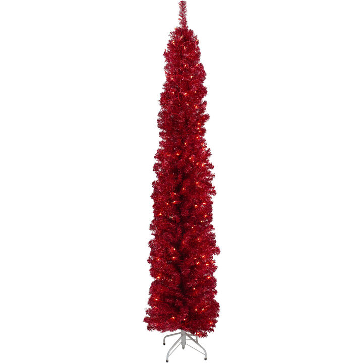 6' Pre-Lit Pencil Red Artificial Christmas Tree - Clear Lights