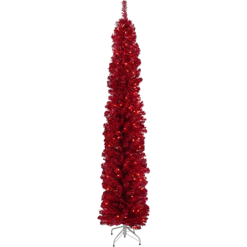 6' Pre-Lit Pencil Red Artificial Christmas Tree - Clear Lights image number 0