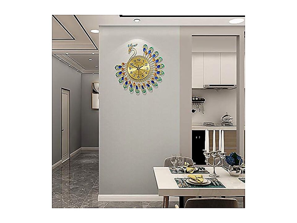 Large Wall Clocks Living Decor Gold Clock Silent Battery Operated Non Ticking
