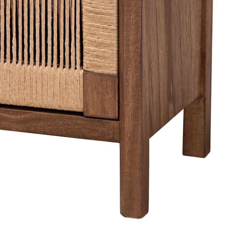 Baxton Studio Holitz Modern Bohemian Walnut Brown Finished Bayur Wood Nightstand