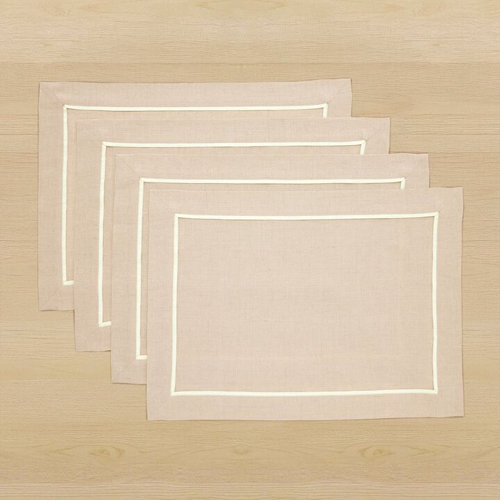Linen Placemats Set of 4 for Dining Table Decor, 14 x 19 Inch - Kensington