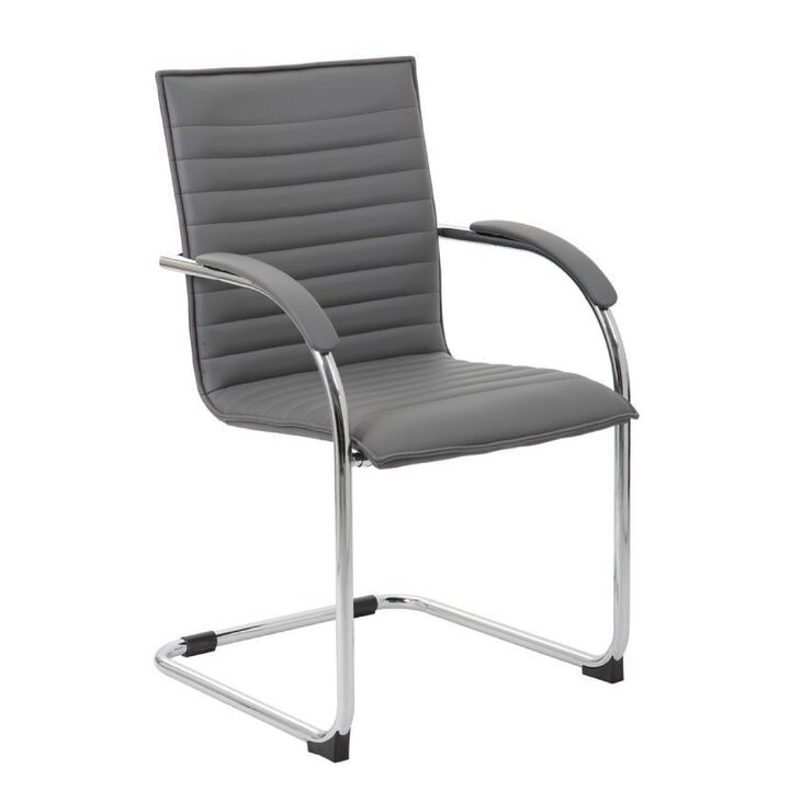Neni Office Chair Set of 2, Foam Fill Vinyl, Chrome Cantilever
