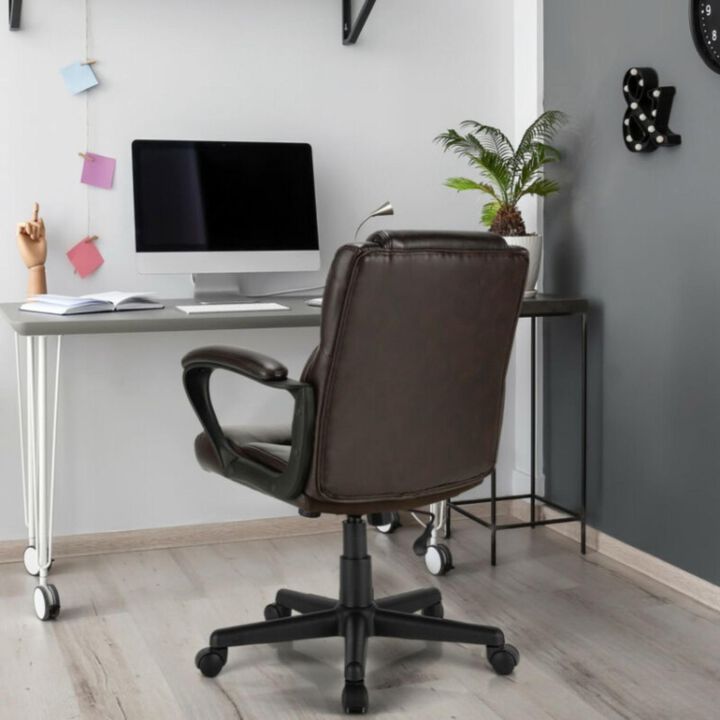 Hivvago Adjustable Leather Executive Office Chair Computer Desk Chair with Armrest