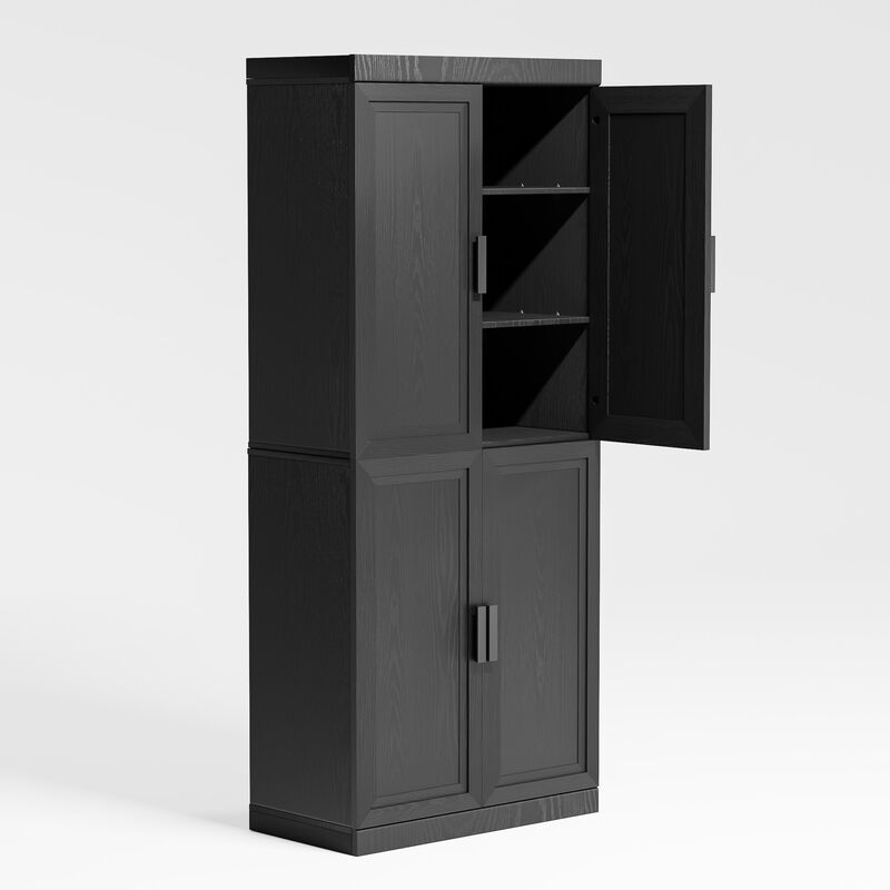 72"x31"x16" Modern Black Storage Cabinet with Adjustable Shelves and Doors - Organize Your Space in Style image number 0