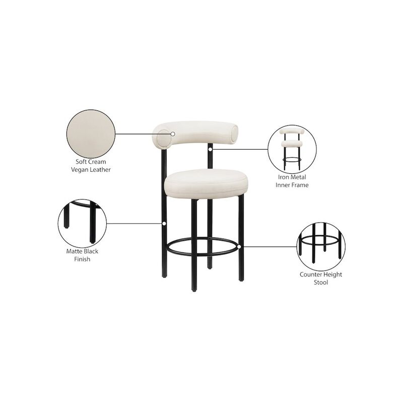 Meridian Furniture Bordeaux Vegan Leather Counter Stool, Set of 2