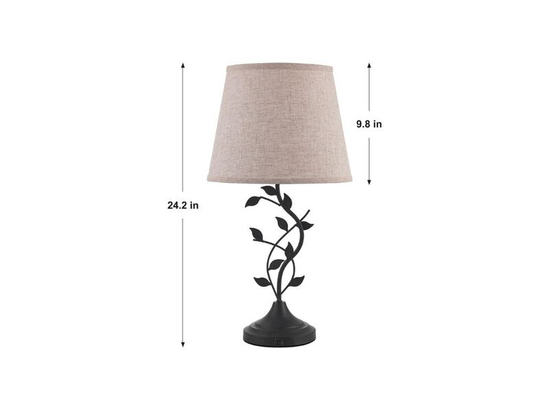 Tall Traditional Table Lamp &ndash; USB A+C Charging, Linen Shade