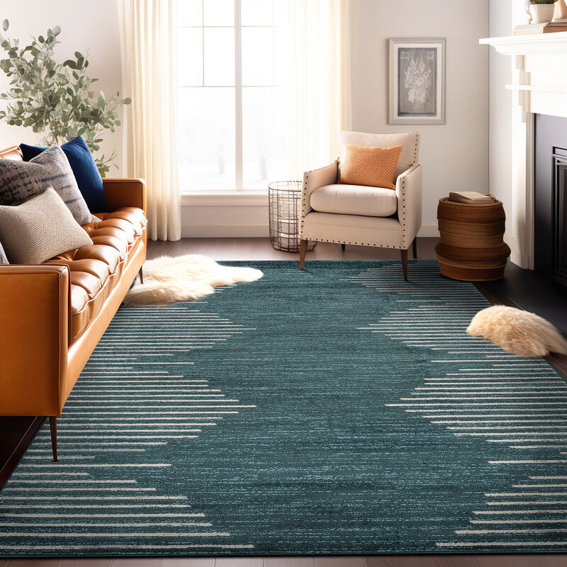 World Rug Gallery Bohemian Stripe Area Rug image number 4
