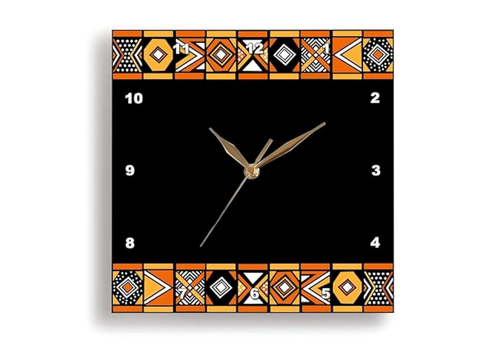 Traditional African Pattern Africa Wall Clock 15 Inch Home Decor