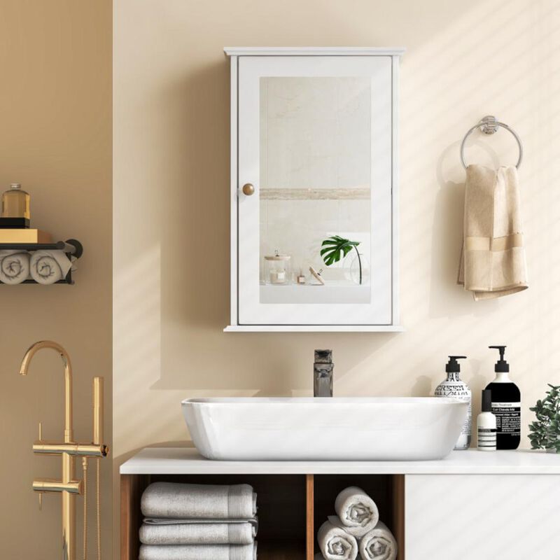 Hivvago Bathroom Wall Cabinet with Single Mirror Door and Adjustable Shelf