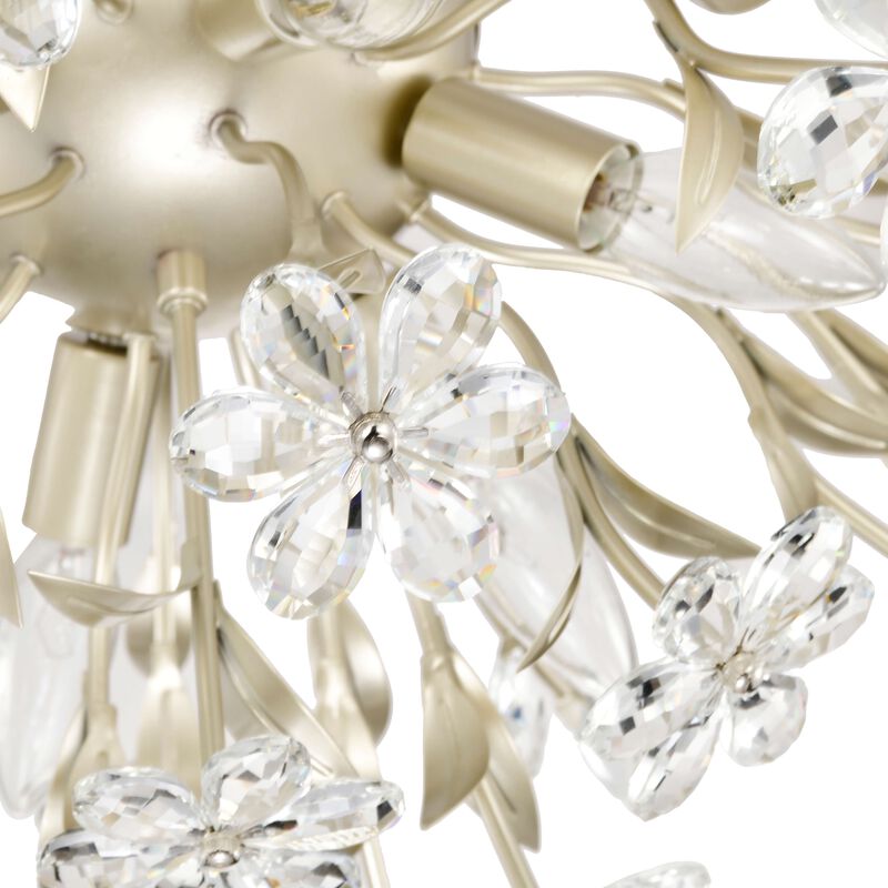 Paola 6-Light Brushed Silver-ish Champagne Daisy Flower Crystal Glass Sputnik Branch Flush Mount image number 6
