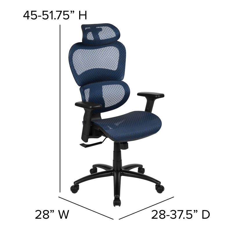 LO Ergonomic Mesh Office Chair with 2-to-1 Synchro-Tilt, Adjustable Headrest, Lumbar Support, and Adjustable Pivot Arms in Black image number 3