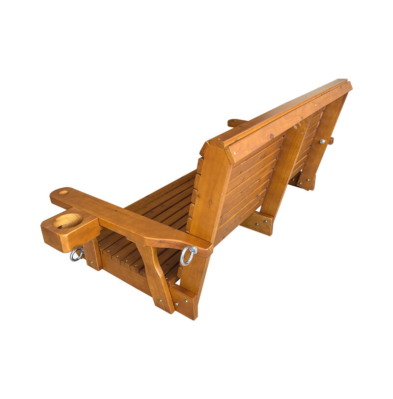 Mega Casa Wooden Porch Swing 2-Seater, Bench Swing with Cupholders, Hanging Chains and 7mm Springs, Heavy Duty 800 LBS, for Outdoor Patio Garden Yard (Brown)