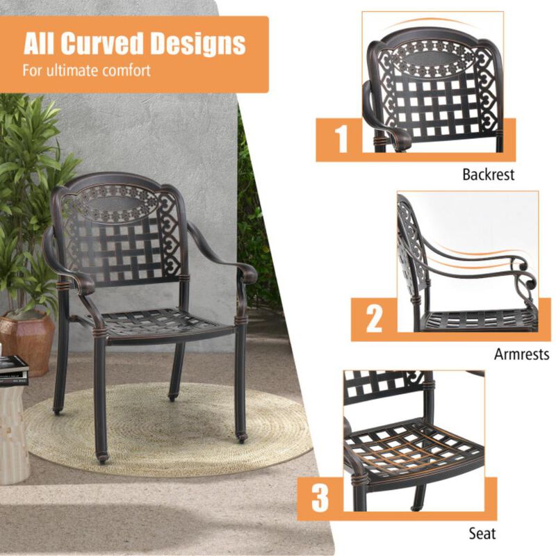 Hivvago Set of 2 Cast Aluminum Patio Chairs with Armrests