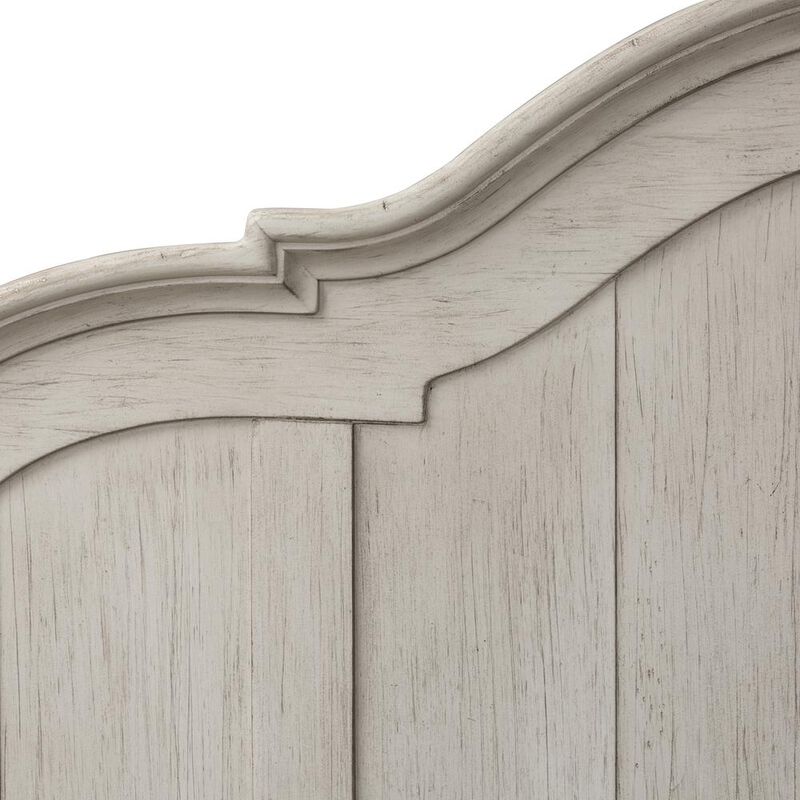 Liberty Furniture Farmhouse Reimagined Queen Poster Headboard in Antique White w/ Chestnut Top image number 4