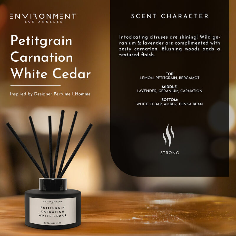 ENVIRONMENT 200mL Reed Diffuser Inspired by YSL L'Homme® - Petitgrain | Carnation | White Cedar