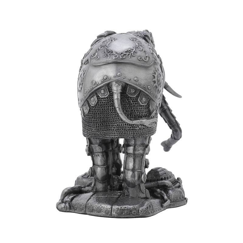 Metallic Silver Pewter Finish Mechanical Steampunk Elephant Statue image number 3
