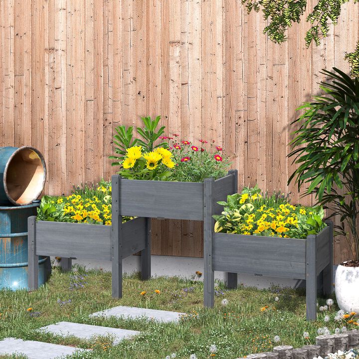 Hivvago 3-Planter Raised Garden Bed for Flowers, Herbs, and Vegetables
