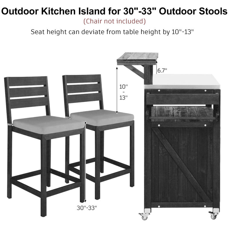 ELEMENT ACE Outdoor Kitchen Island with Raised Shelf and Stainless Steel Top image number 2