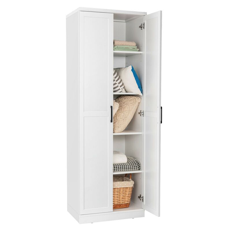 70 Inch Freestanding Storage Cabinet with 2 Doors and 5 Shelves-White