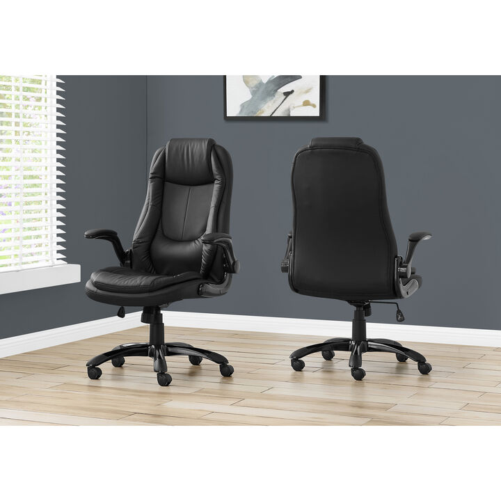 Monarch Specialties I 7277 Office Chair, Adjustable Height, Swivel, Ergonomic, Armrests, Computer Desk, Work, Metal, Pu Leather Look, Black, Contemporary, Modern