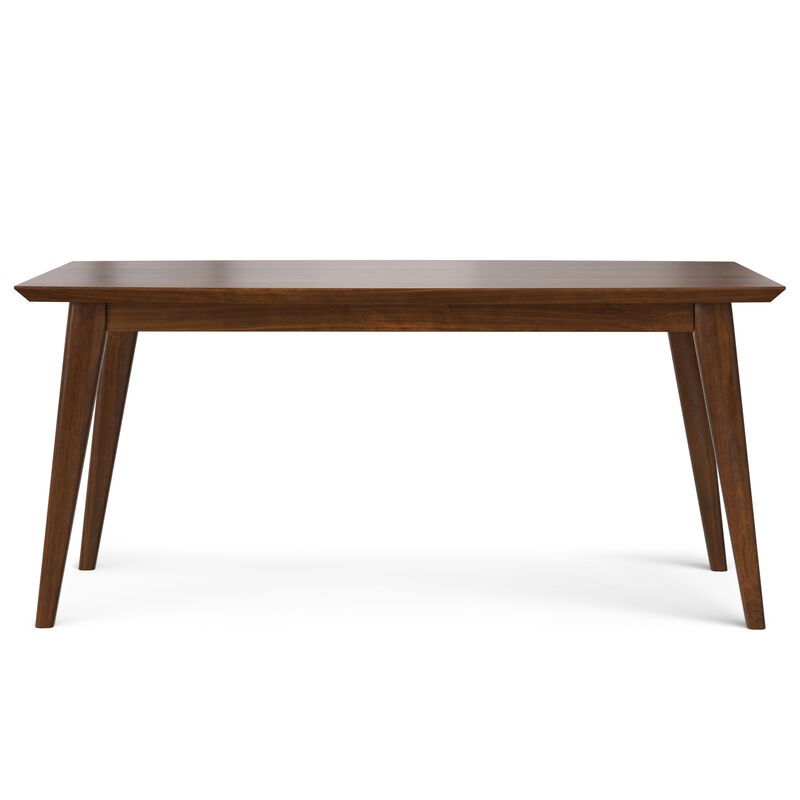 Draper SOLID WOOD and Rubberwood 66 inch x 40 inch Rectangle Mid Century Modern Dining Table in WALNUT WOOD