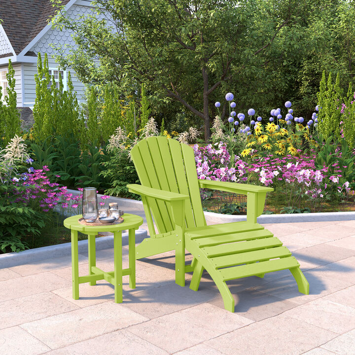 WestinTrends Outdoor Adirondack Chair With Ottoman And Side Table 3-Piece Set