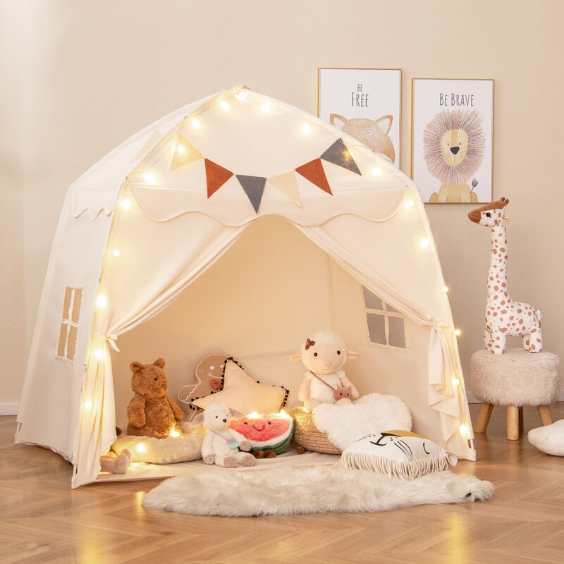 Large Kids Play Tent Bed with String Lights &ndash; Fun Playhouse for Indoor & Outdoor image number 1
