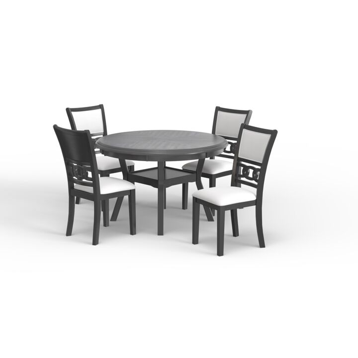 New Classic Furniture Furniture Gia 5-Piece Round Solid Wood Dining Set in Gray