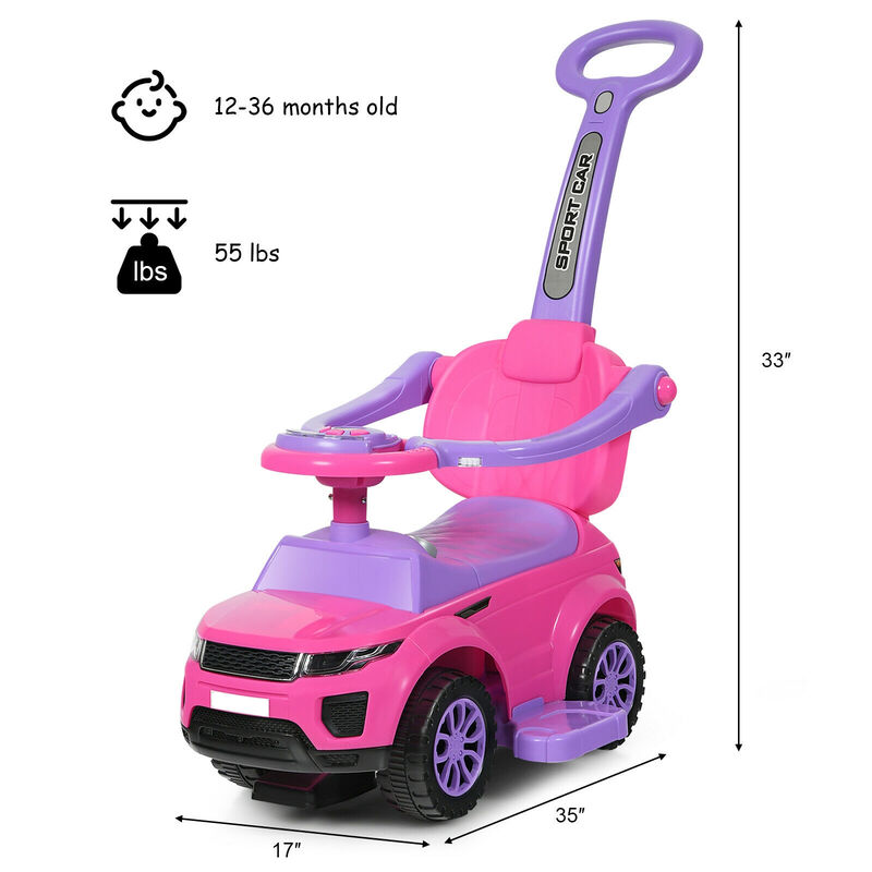 3 in 1 Toddler Ride On Push Car with Stroller Sliding Design and Music image number 2