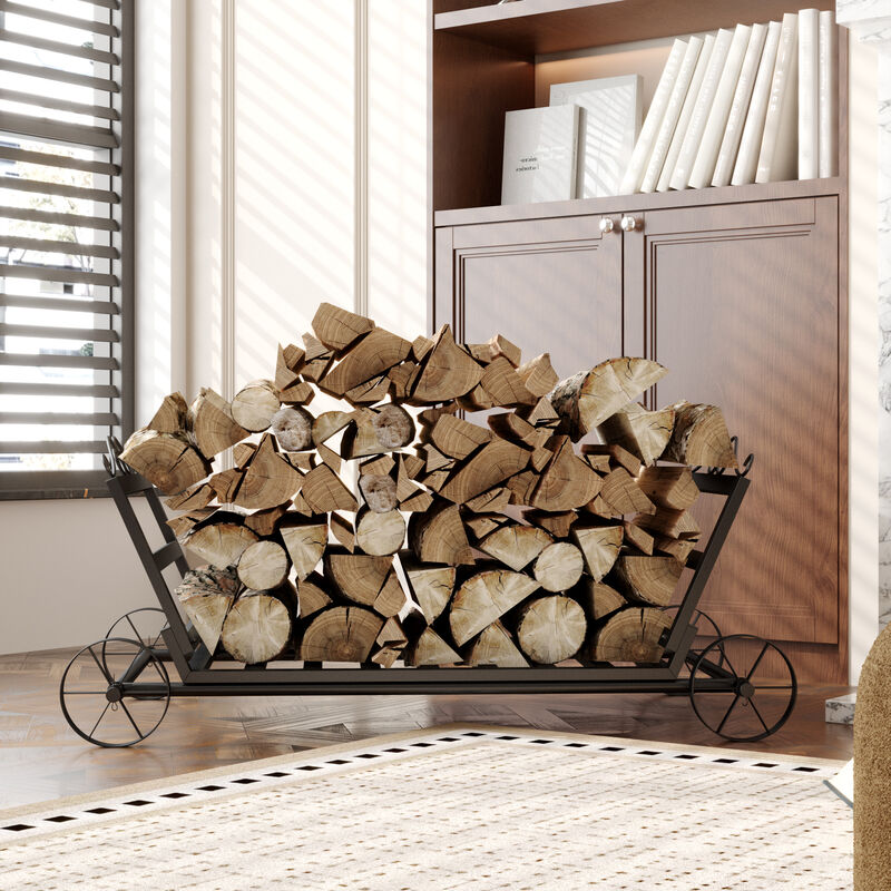 FUFU&GAGA Firewood and Package Holder Welded Steel Multifunctional Storage Rack with 154lbs Capacity 37.7"L x 21"W x 15.7"H