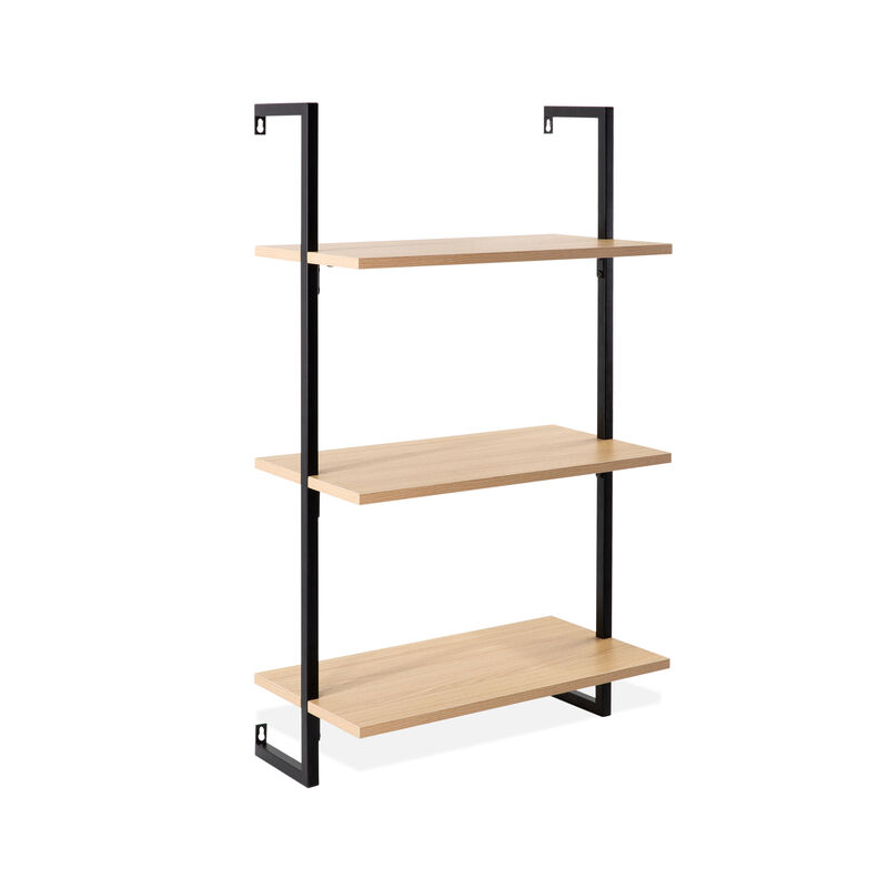 Madera  Industrial 3-Shelf Wood Wall-Mounted Open Ladder Bookcase
